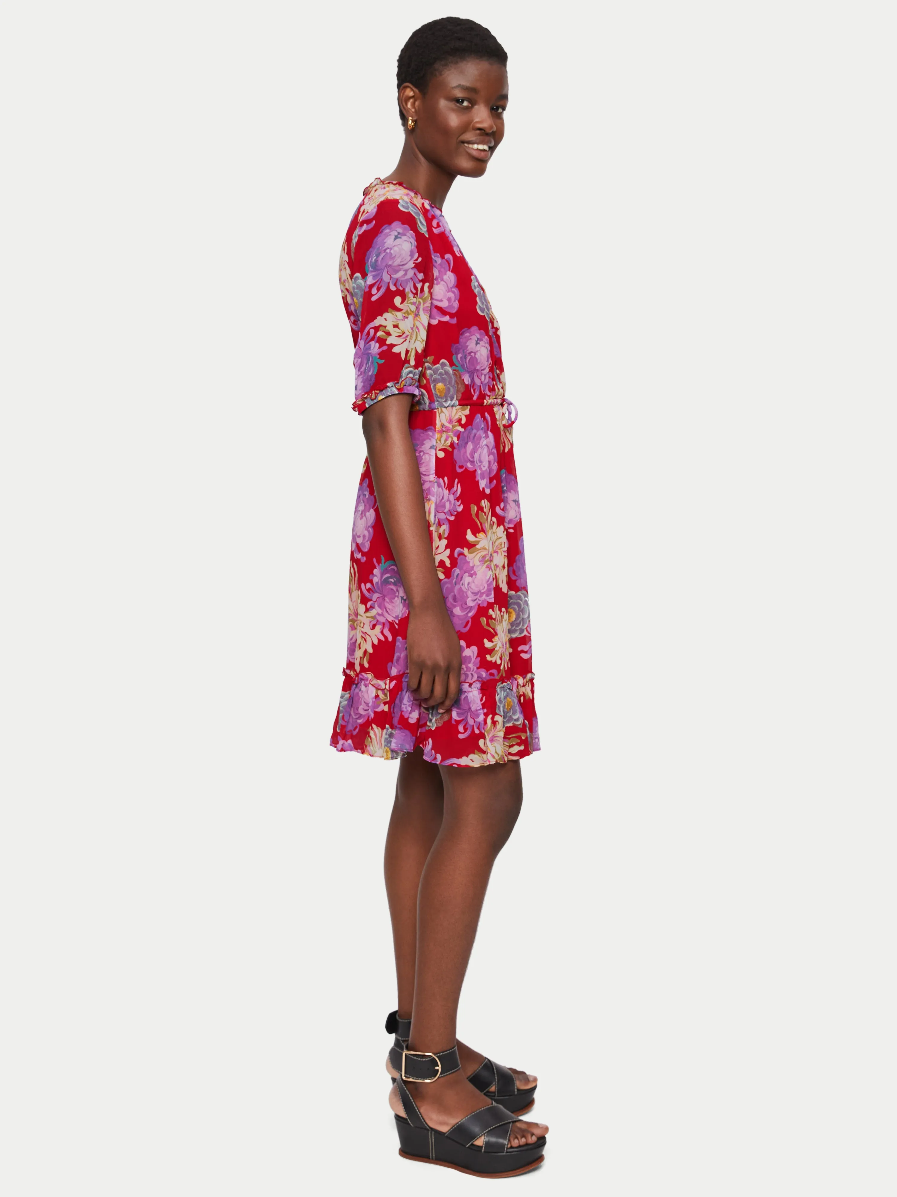 Eternal Bloom Crinkle Dress | Red