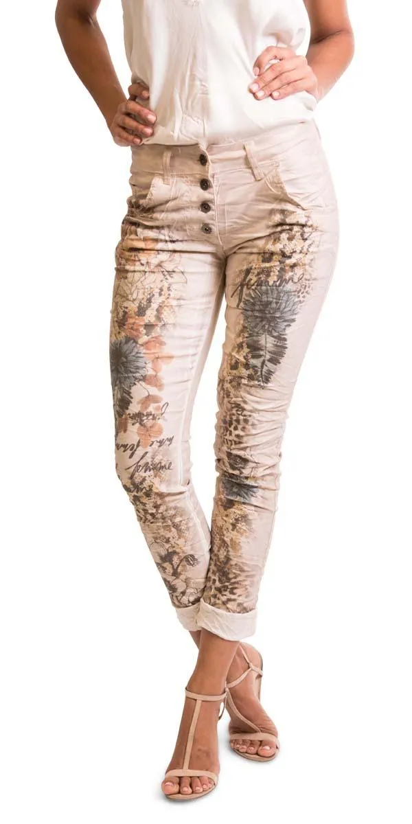 Fall & Dahlia Flowers Jeans