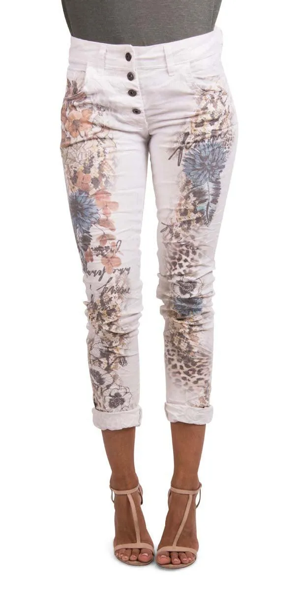 Fall & Dahlia Flowers Jeans