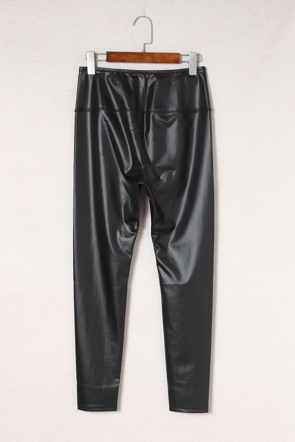 Faux Leather High Waist Blcak Skinny Leggings