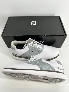 Footjoy Myjoys Traditions Series Golf Shoes PMA Logo White Silver 8 Medium M