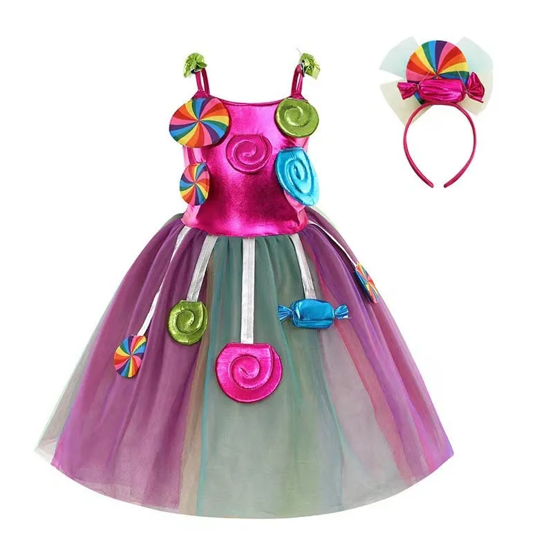 Girls Candy Tutu Dress with Headband