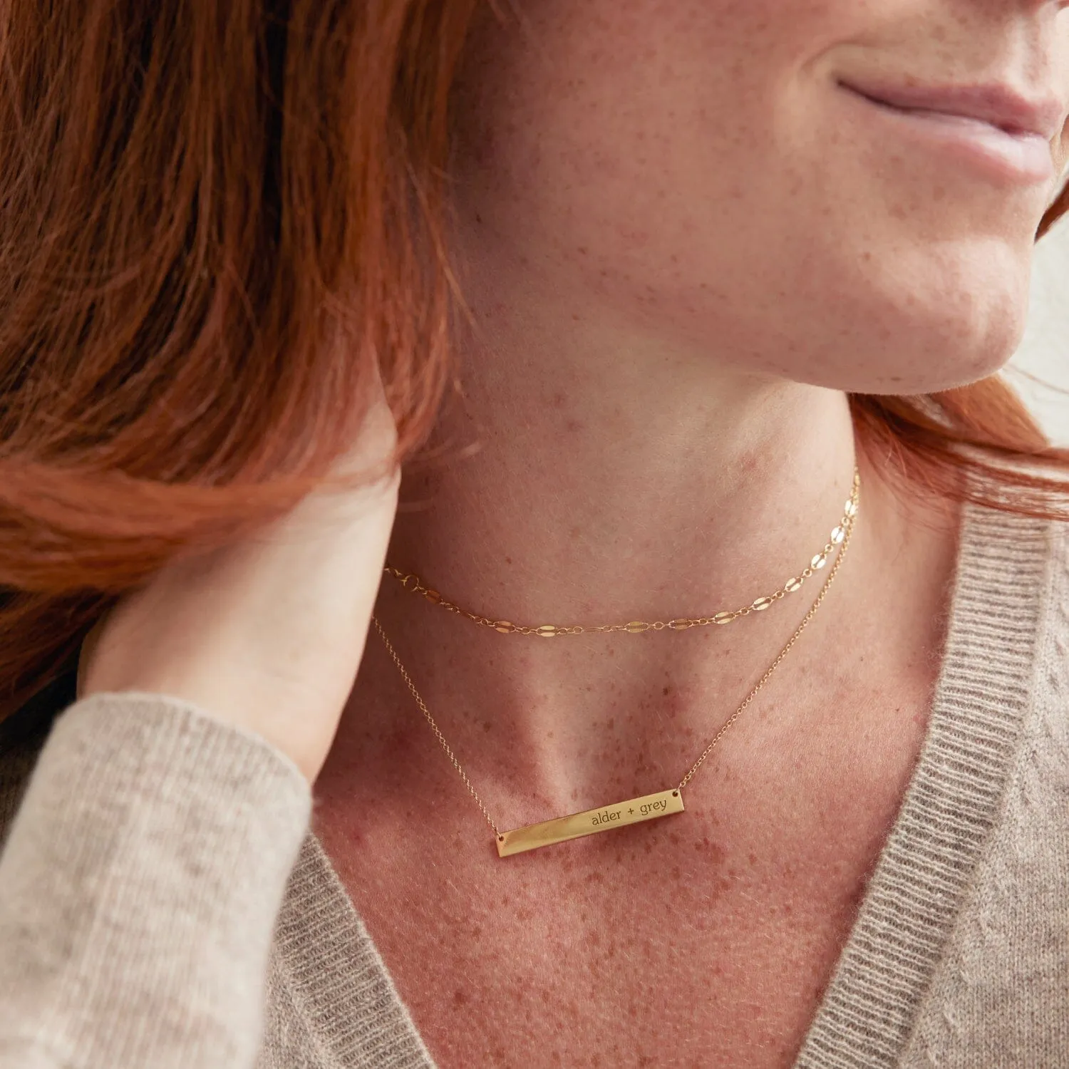 Gold Skinny Bar Necklace