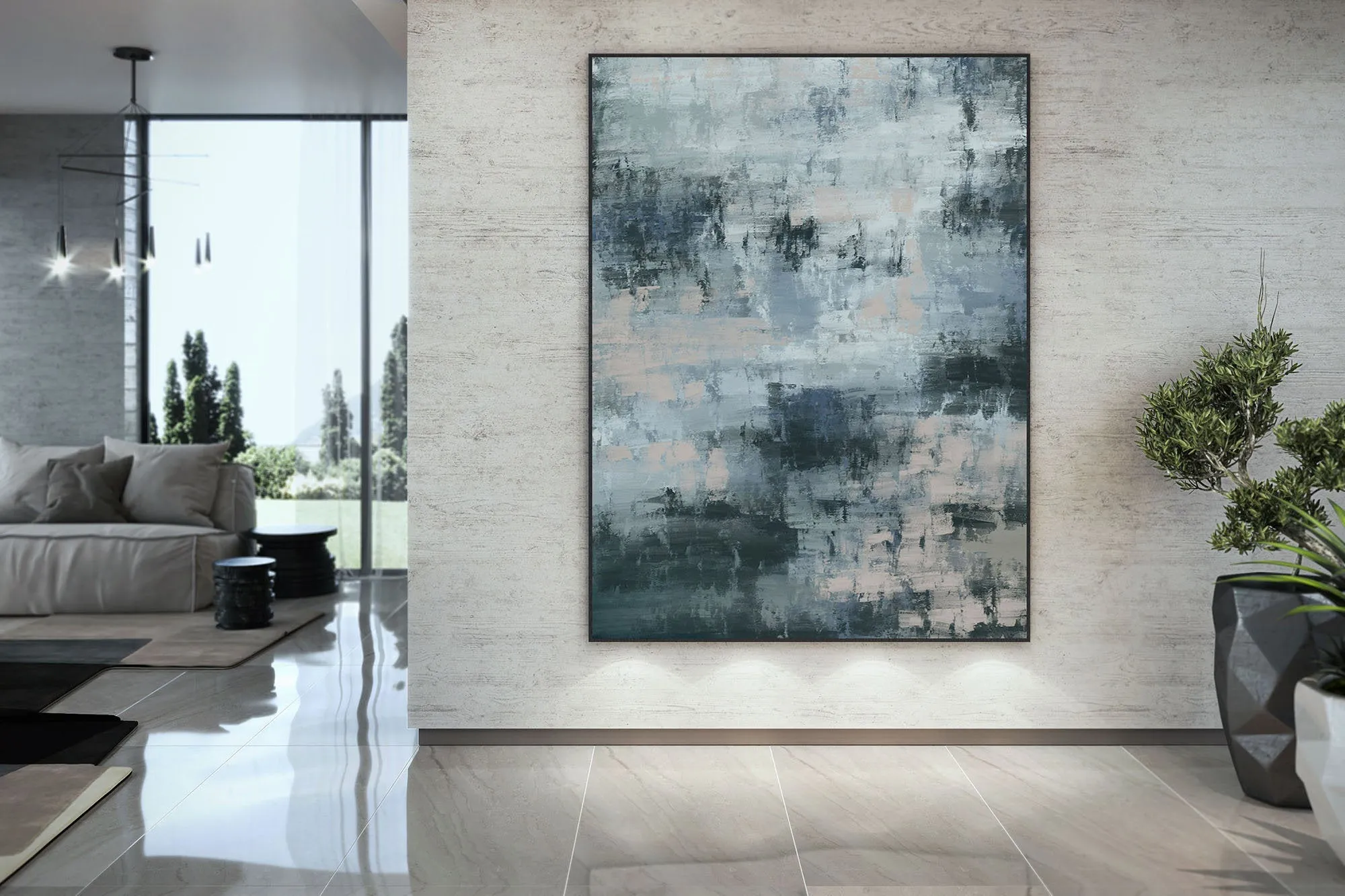 Grey Abstract Painting Original Oversize Painting Kp111