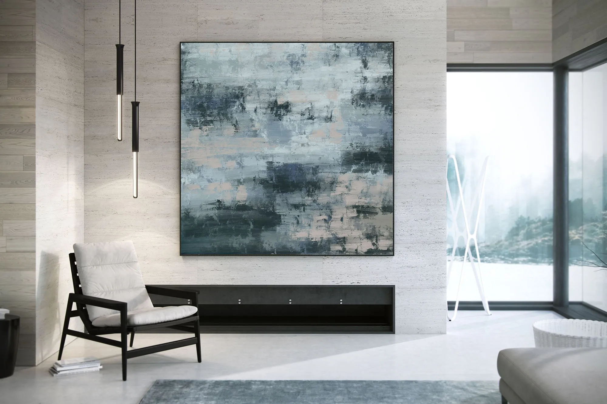 Grey Abstract Painting Original Oversize Painting Kp111