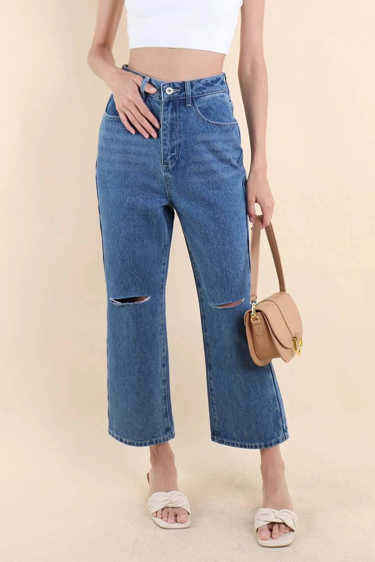 HANSEL SLIT DENIM JEANS IN DARK