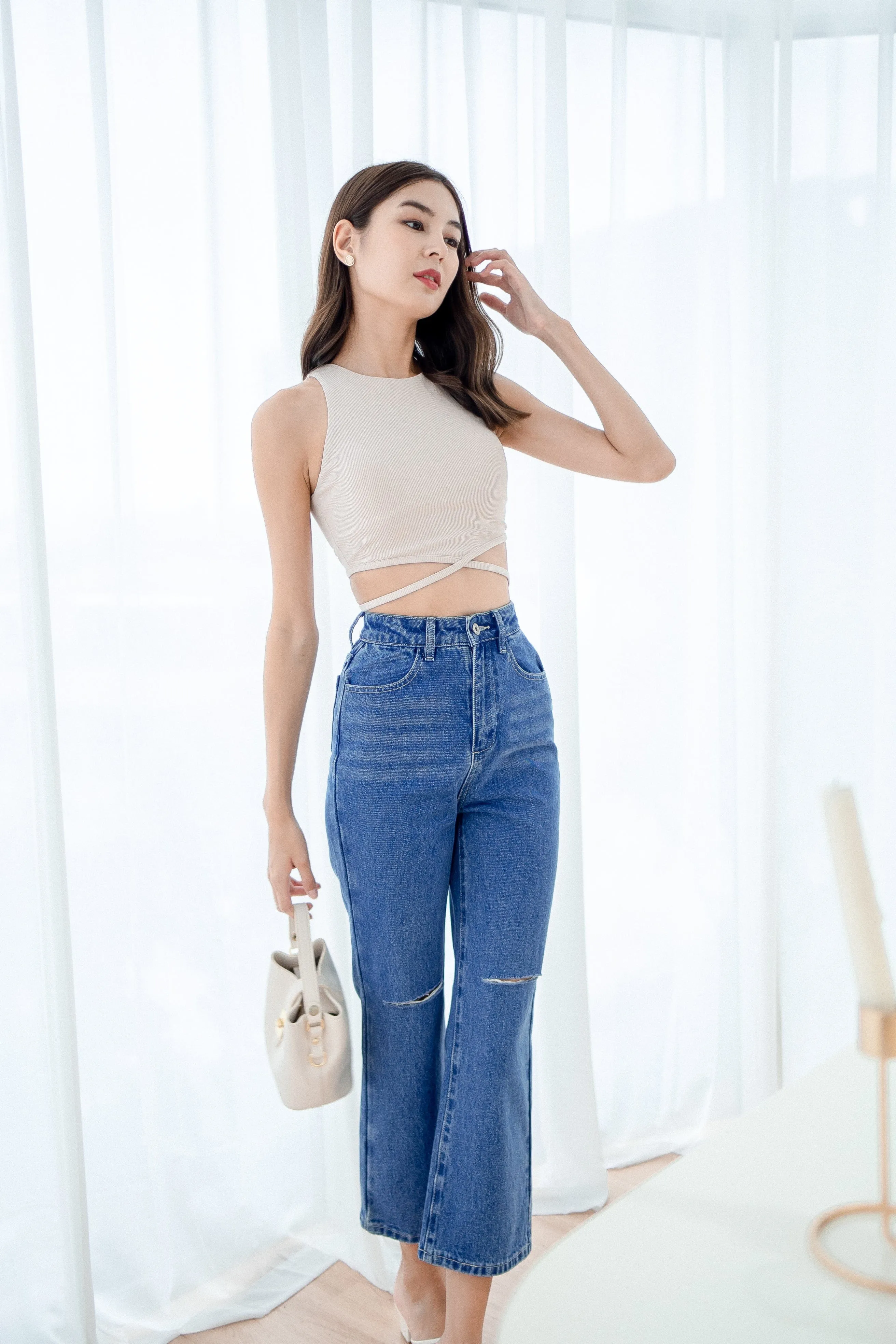 HANSEL SLIT DENIM JEANS IN DARK