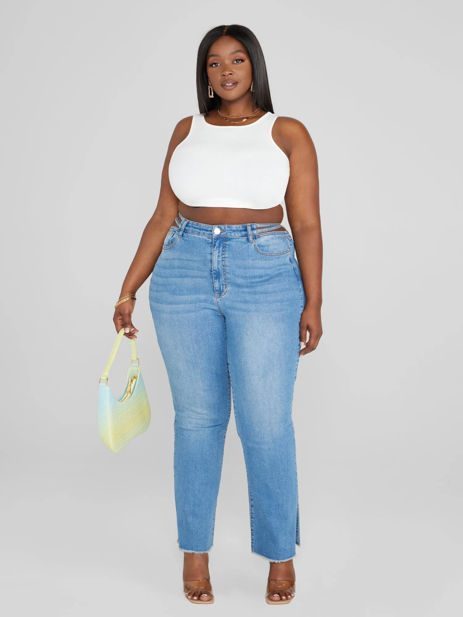 High Rise Split Waist Relaxed Fit Jeans - Tall inseam