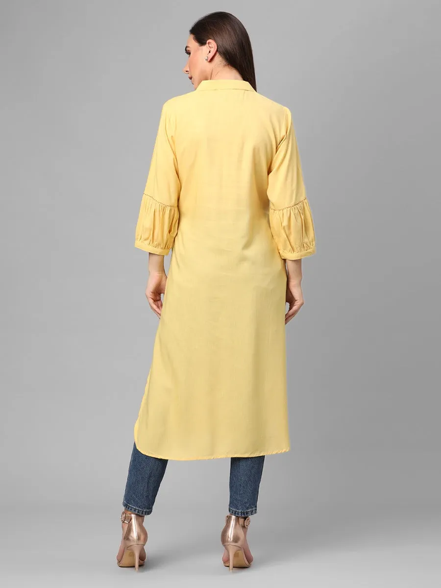 Lemon Yellow Solid Kurta