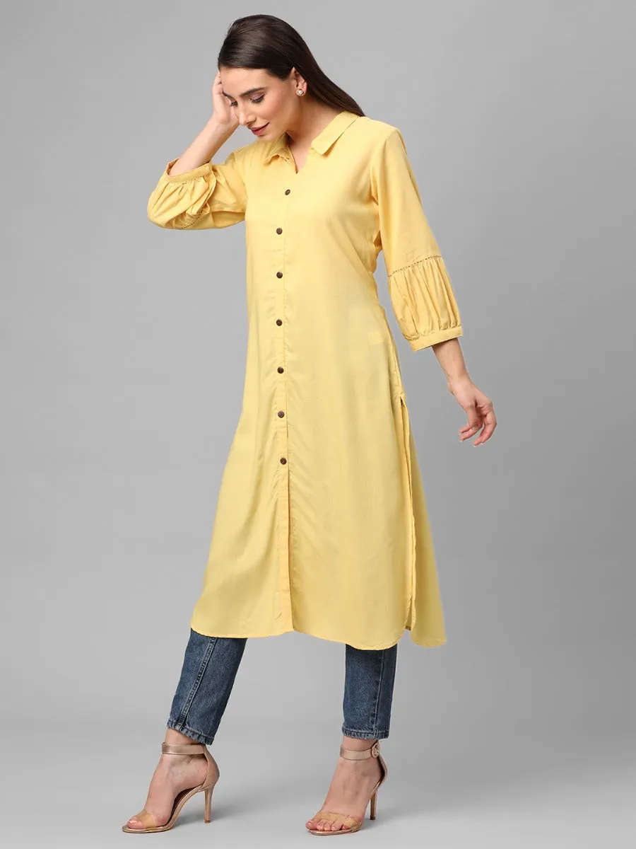 Lemon Yellow Solid Kurta