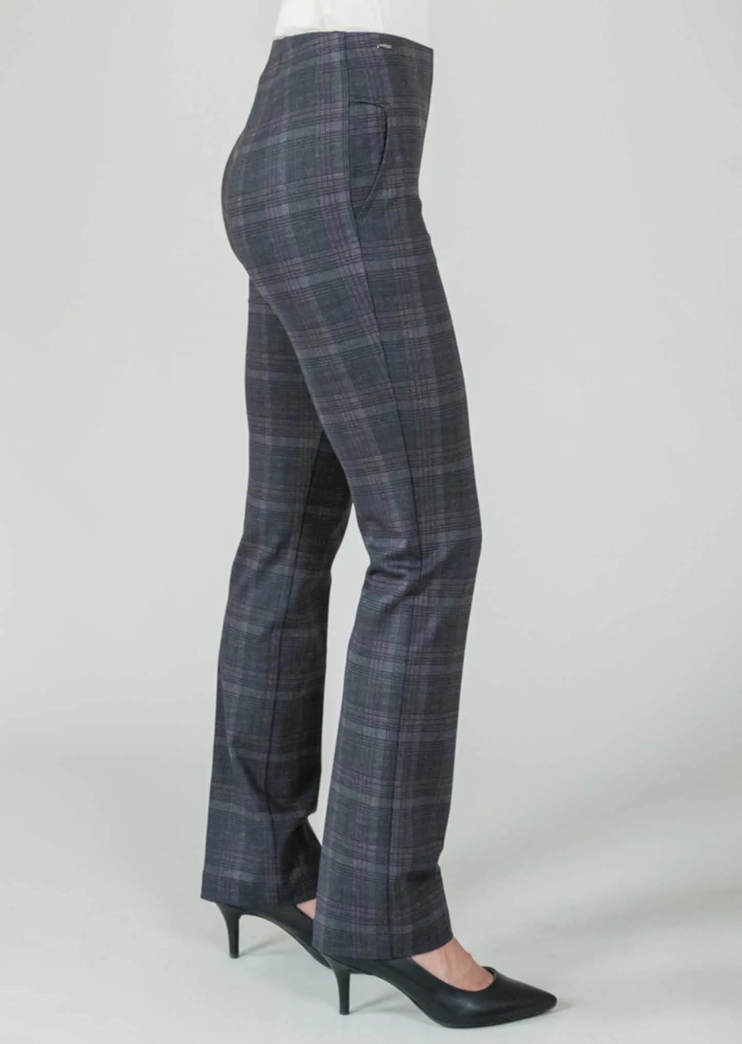 Marielle Plaid  Straight Leg Pant 30"  W/ Pockets