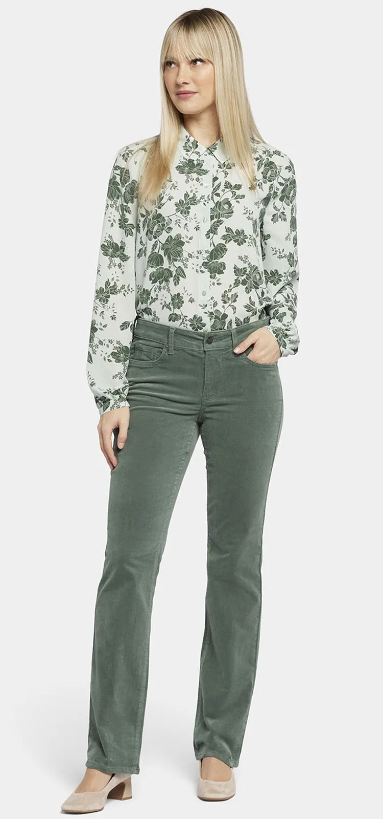 Marilyn Straight Corduroy Broek Groen | Sage Leaf