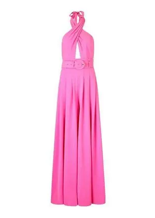 Me Em Wide Leg Pink Halterneck Jumpsuit