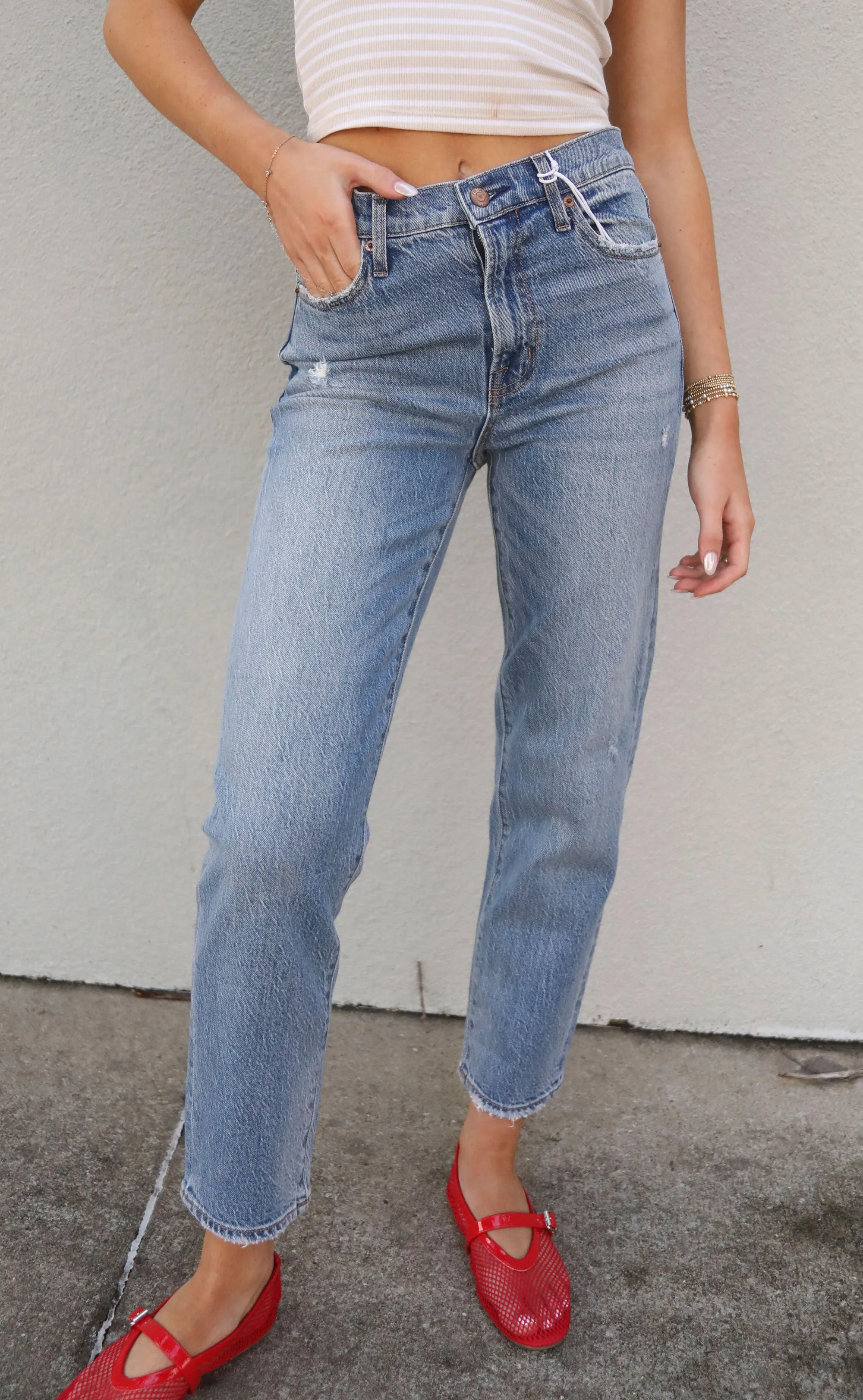 pistola: charlie high rise classic straight denim - overlook