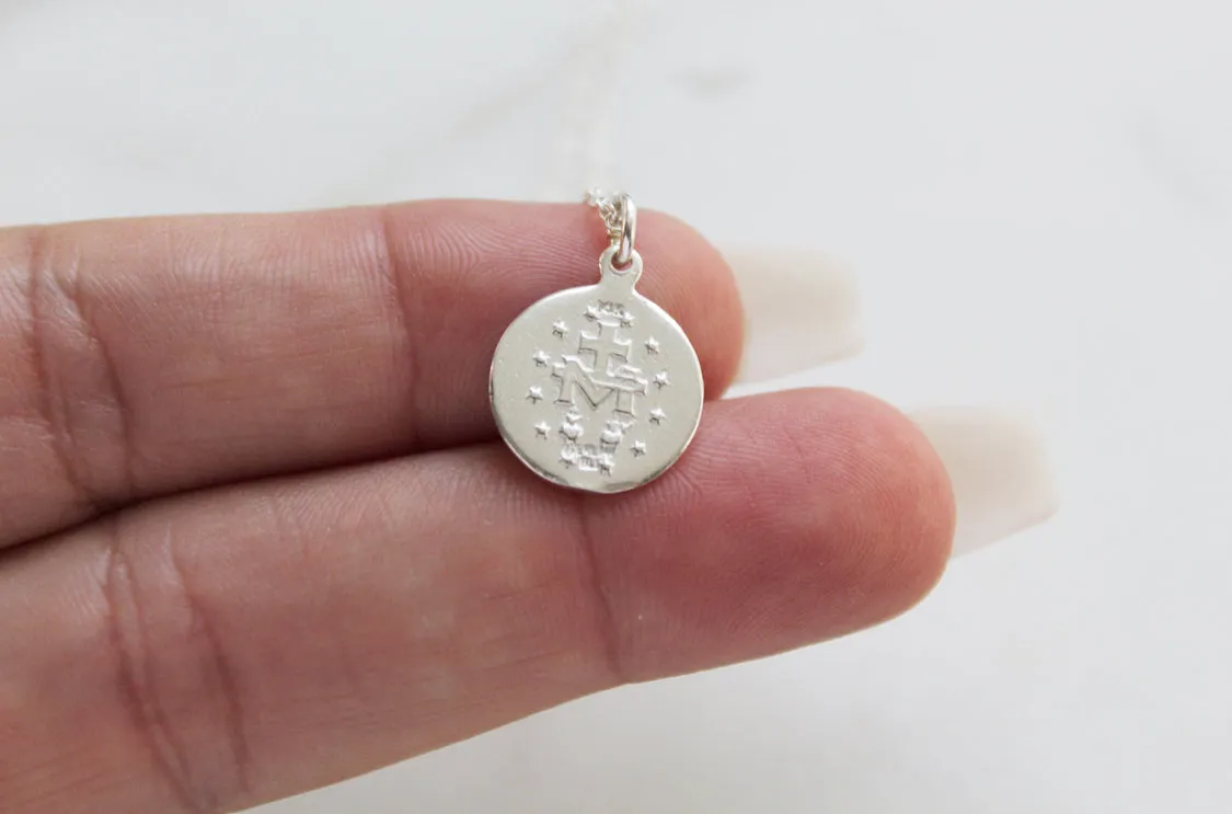 Round Miraculous Medal in 925 Sterling Silver