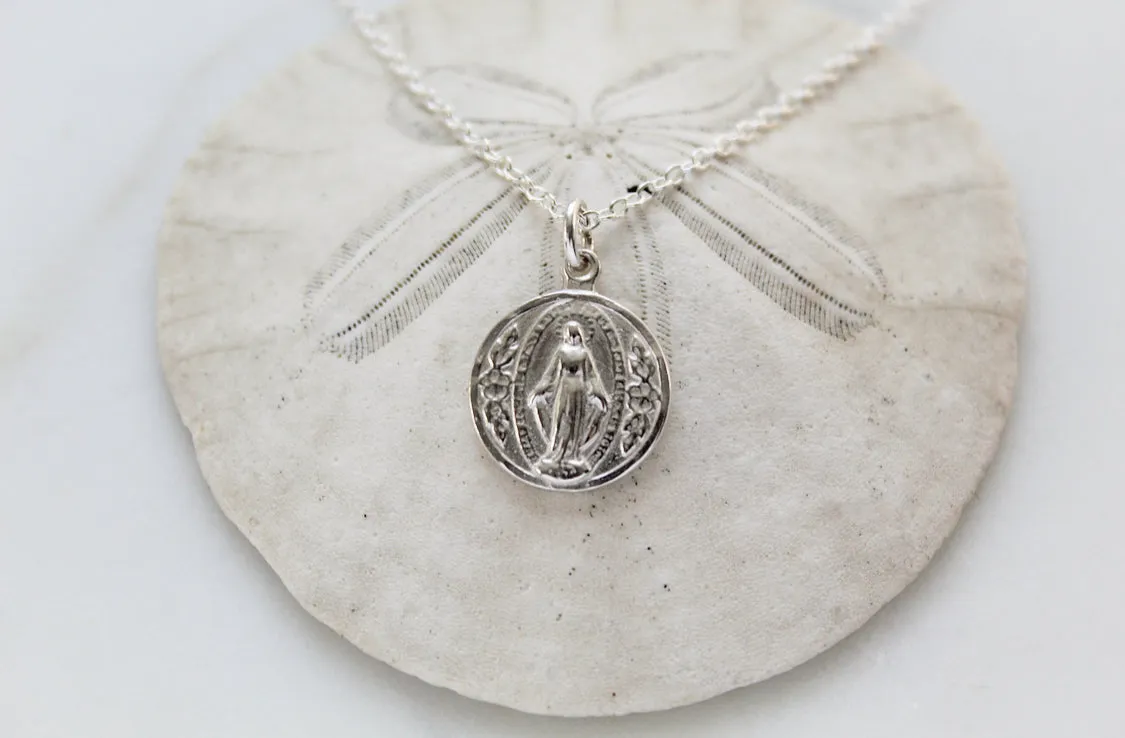 Round Miraculous Medal in 925 Sterling Silver