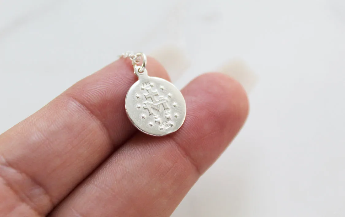 Round Miraculous Medal in 925 Sterling Silver