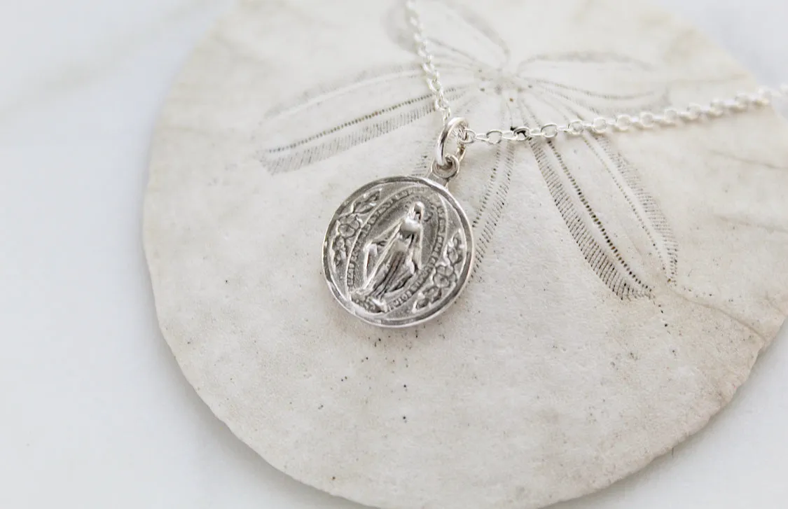 Round Miraculous Medal in 925 Sterling Silver