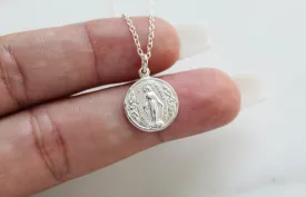 Round Miraculous Medal in 925 Sterling Silver