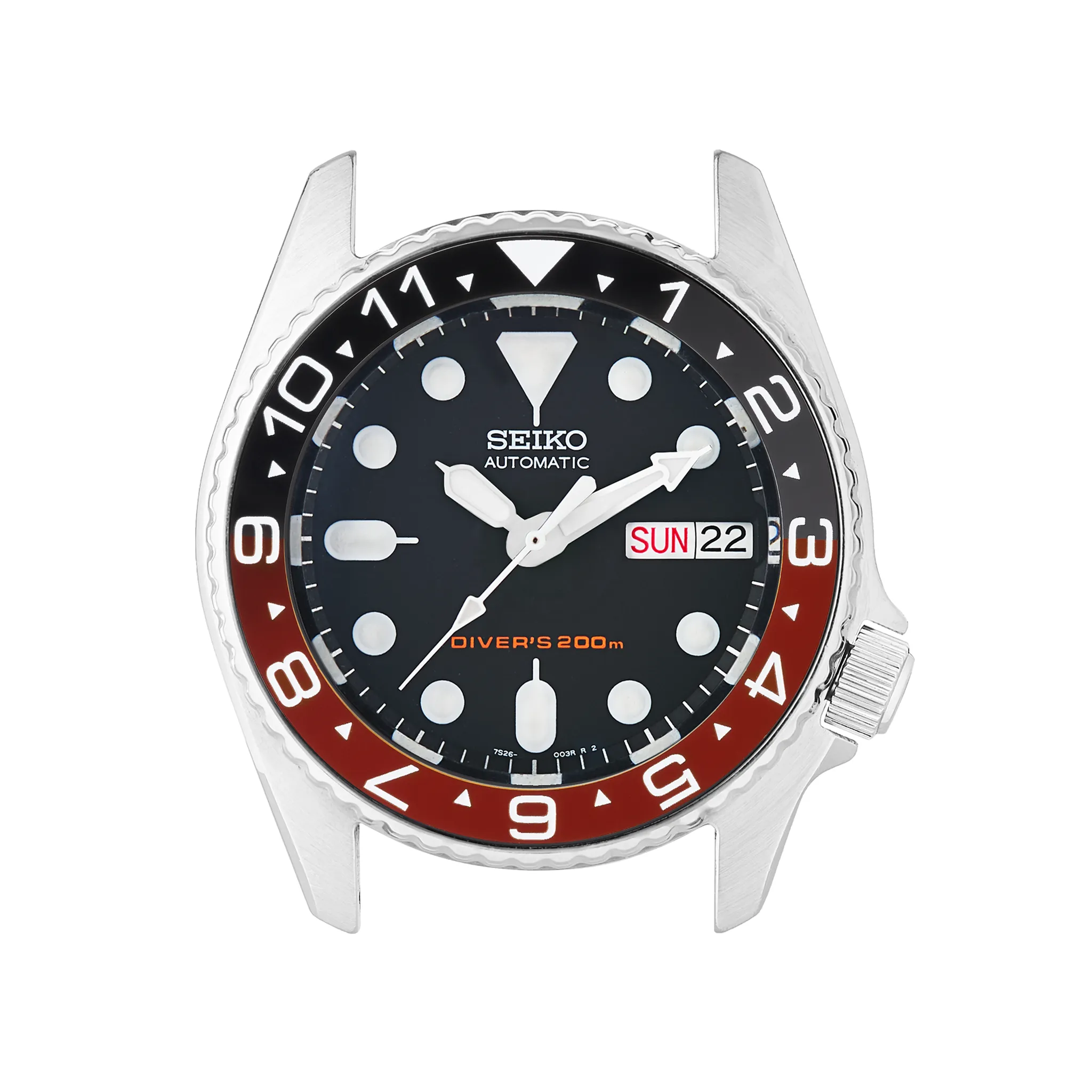 SKX013 Ceramic Bezel Insert: Dual Time Style Black/Red (Coke)