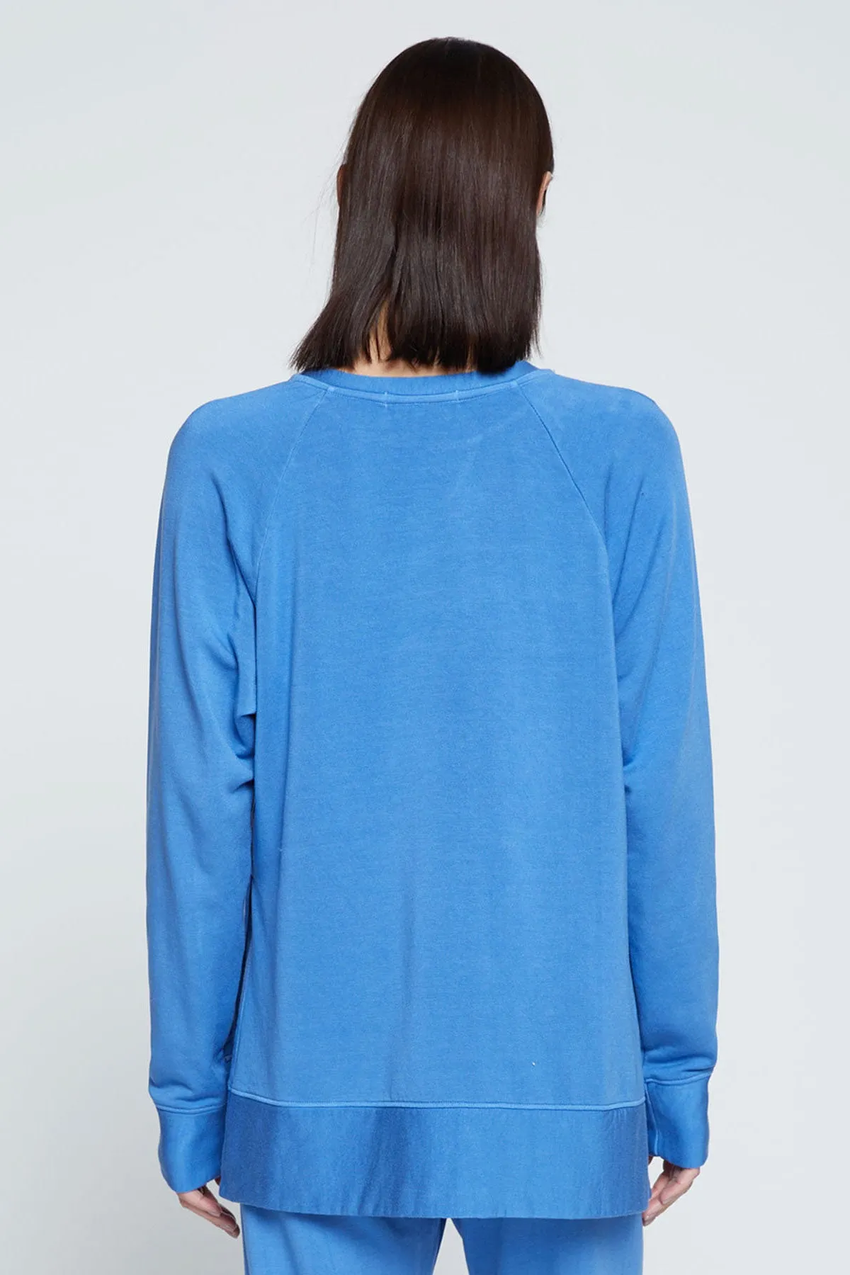 Stateside Softest Fleece Raglan Side Slit Sweatshirt in Club Blue