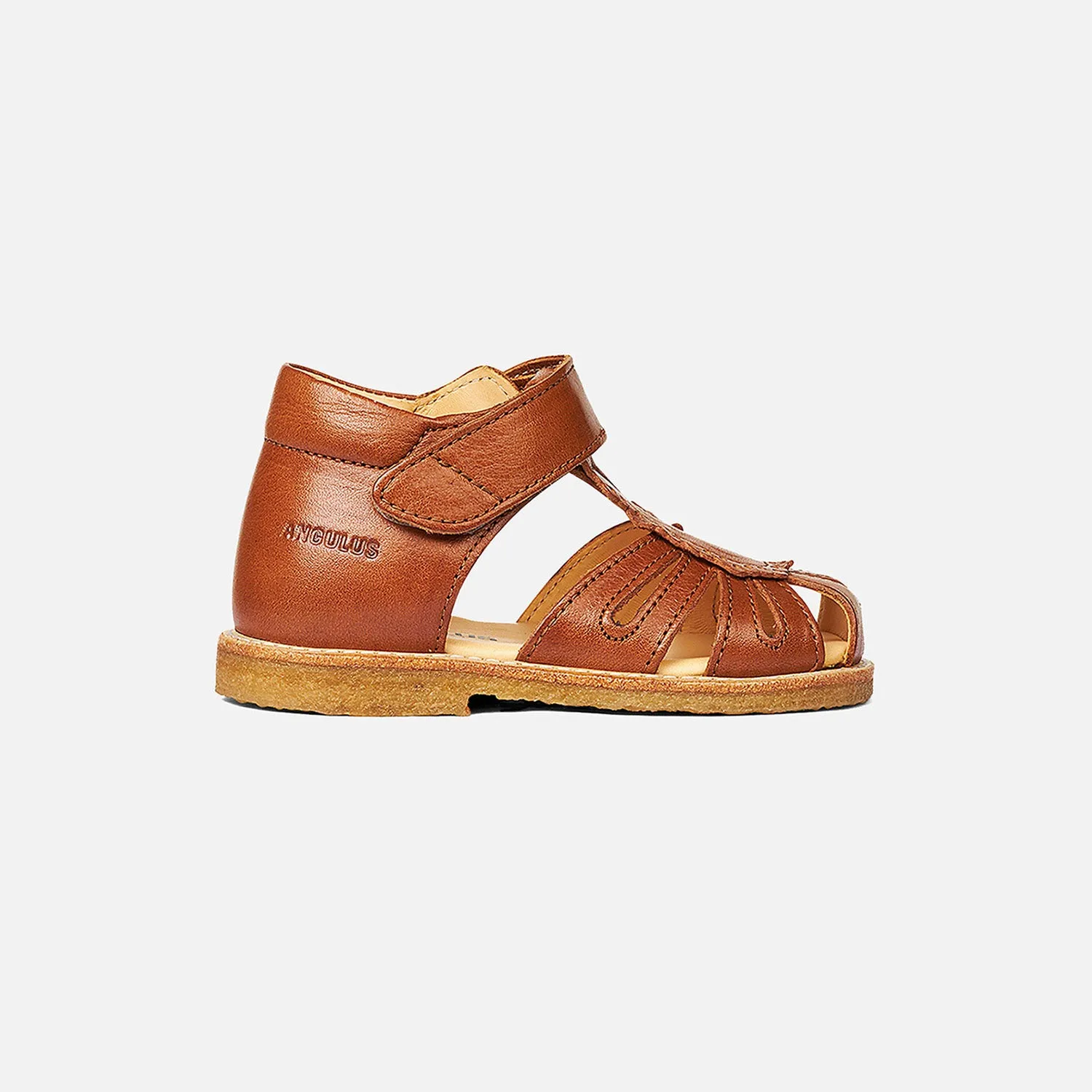 Toddler Leather Petal Scallop Sandals - Cognac